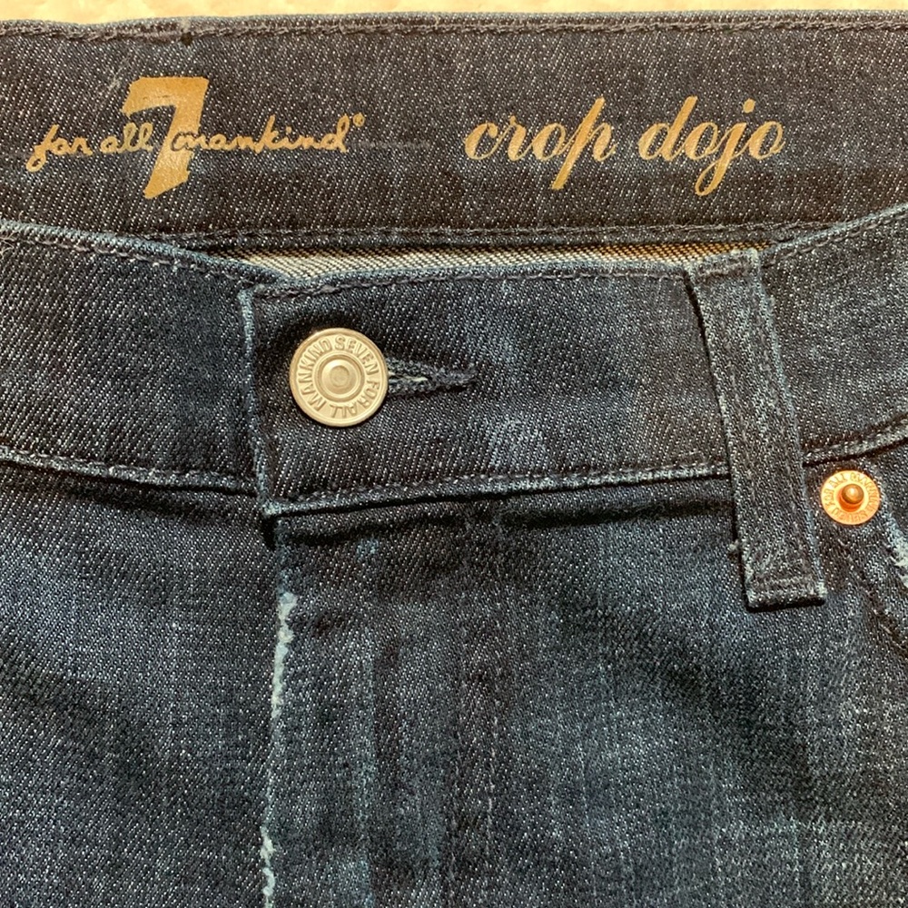7 for All Mankind 7FAM Dojo Crop Jeans, Dark Wash Denim, Wide Leg, Size 29 - Picture 11 of 16